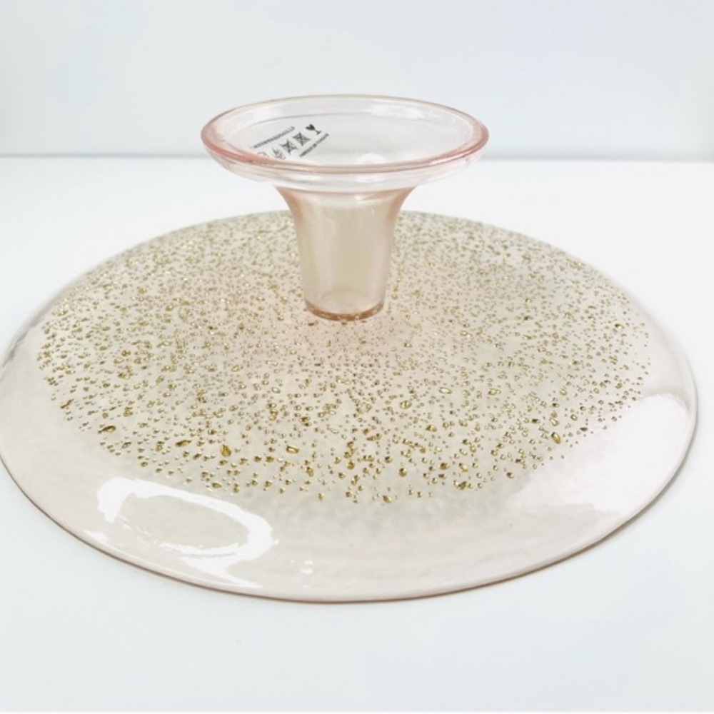 Amthropologie Ellio Pink /Gold Soda lime glass Cake Stand New in box. - Picture 8 of 10